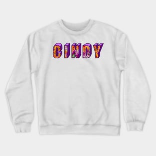 Top 10 best personalised gifts 2022  - Cindy personalised personalized  custom name  floral with purple on black background . Cindy Crewneck Sweatshirt